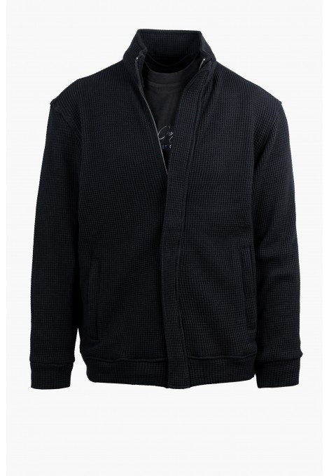 Men's Hidden-Zip Sweatshirt Cardigan in Black 