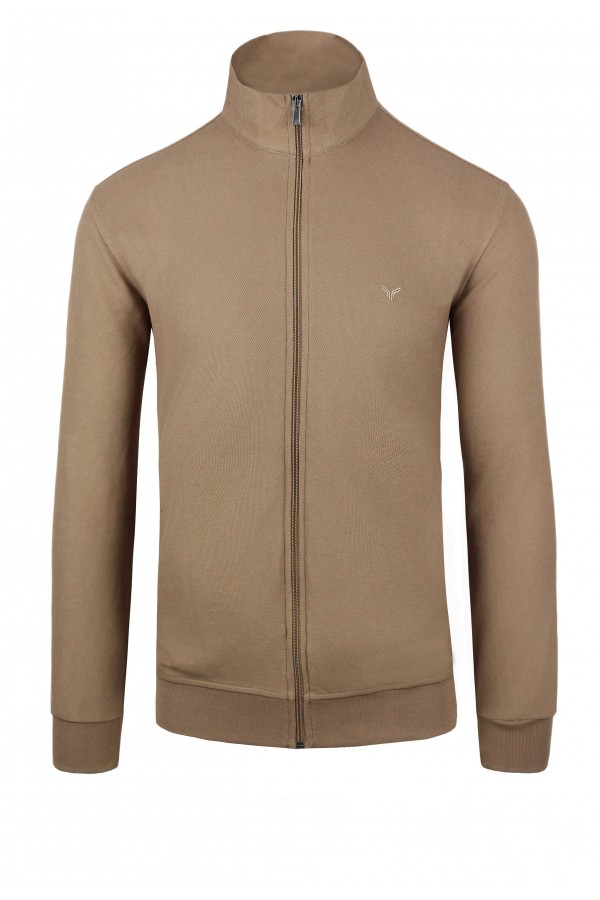 Men's Camel Cotton Cardigan