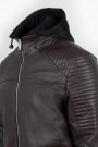 Men's Dark Brown Eco-Leather Jacket with detachable Hood