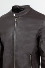Men's Dark Brown Eco-Leather Jacket with detachable Hood