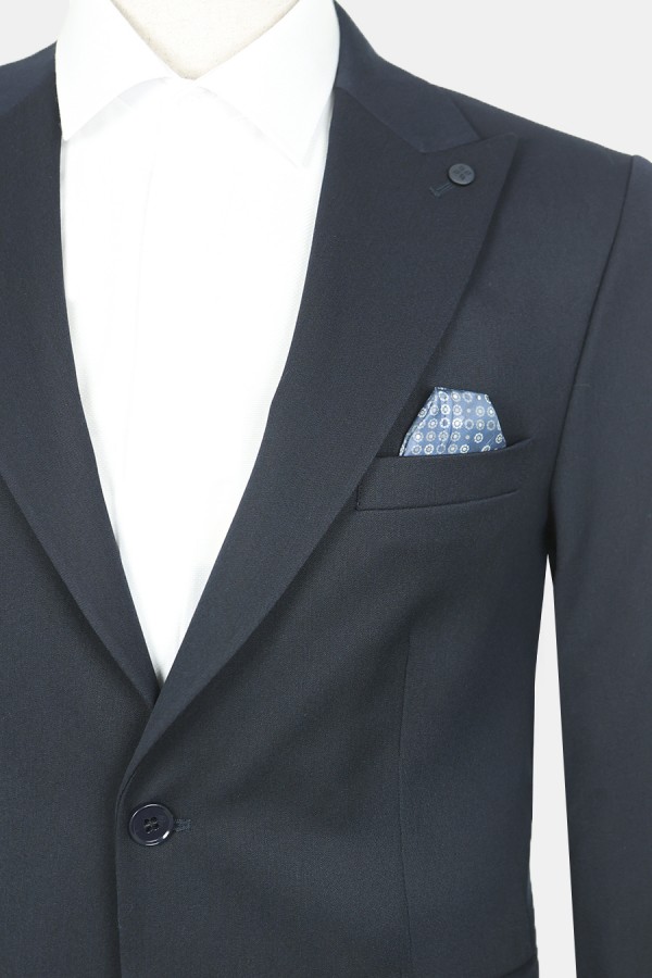 Ανδρικό Σκούρο Mπλε Σακάκι Mixed Wool