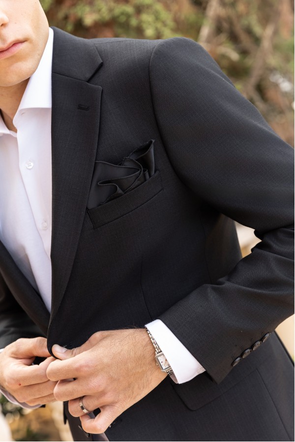 Men's Black Suit Mixed Wool