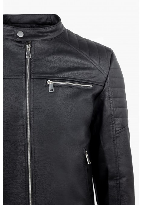Ανδρικό Μαύρο Μπουφάν από Οικολογικό Δέρμα
