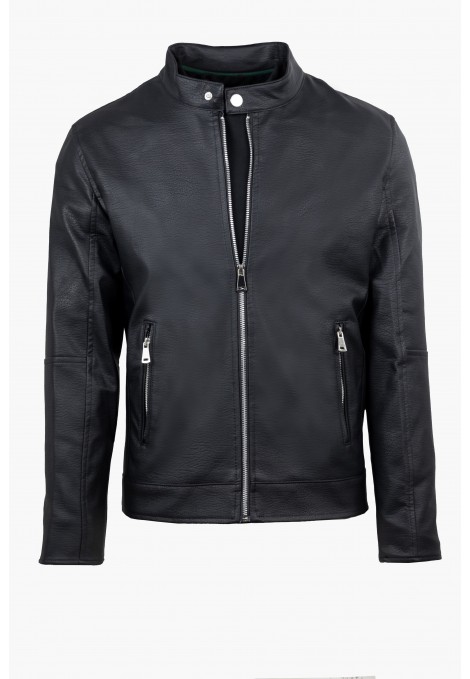 Ανδρικό Μαύρο Μπουφάν από Οικολογικό Δέρμα