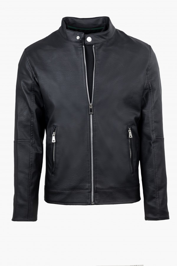 Men's Black Eco-Leather Jacket