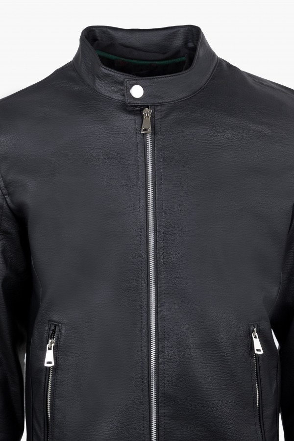 Men's Black Eco-Leather Jacket
