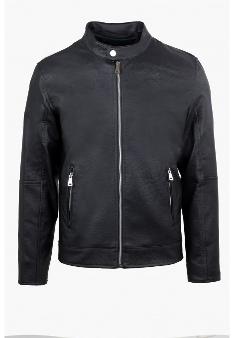 Ανδρικό Μαύρο Μπουφάν από Οικολογικό Δέρμα