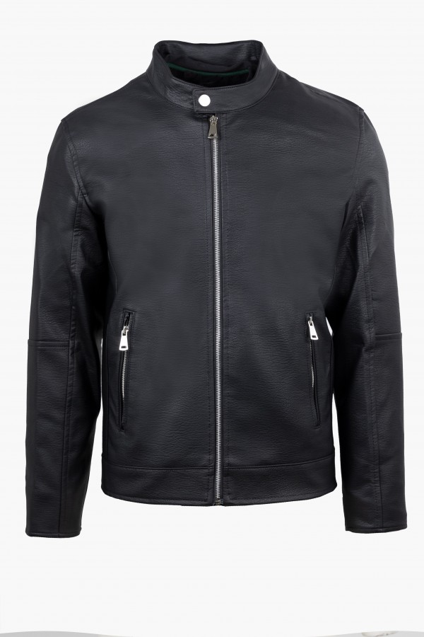 Men's Black Eco-Leather Jacket