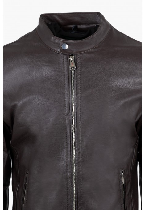 Ανδρικό Σκούρο Καφέ  Μπουφάν από Οικολογικό Δέρμα