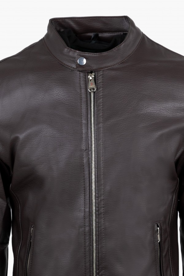 Men's Dark Brown Eco-Leather Jacket