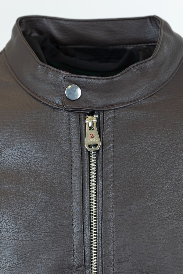 Men's Dark Brown Eco-Leather Jacket