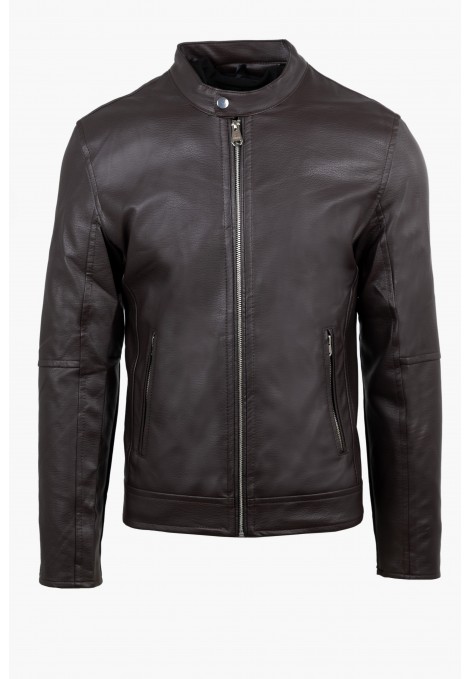 Ανδρικό Σκούρο Καφέ  Μπουφάν από Οικολογικό Δέρμα