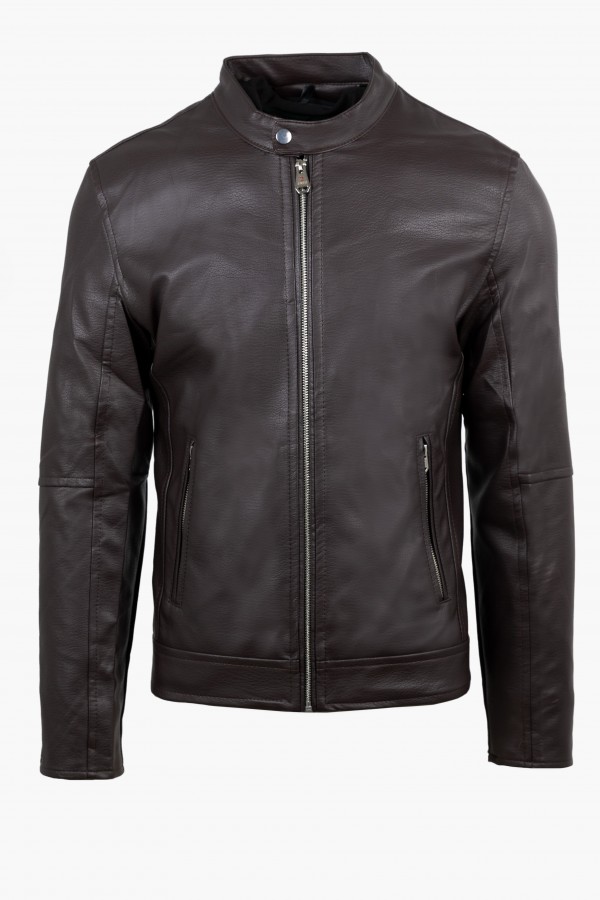 Men's Dark Brown Eco-Leather Jacket