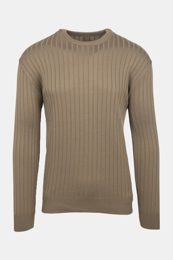 Ανδρική Καφέ Πλεχτή Μπλούζα