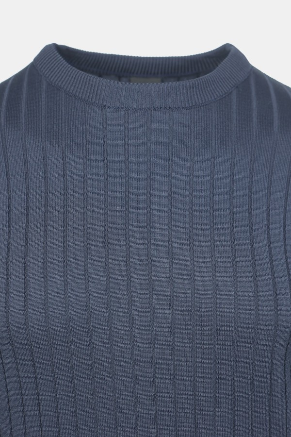 Men's Dark Blue Knitted T-shirt