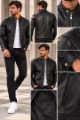 Ανδρικό Μαύρο Δερμάτινο Μπουφάν