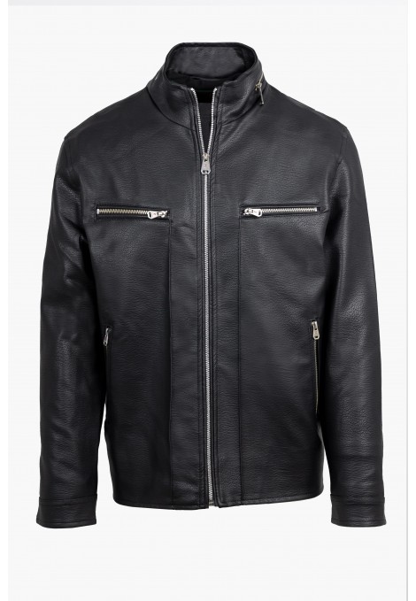 Ανδρικό Μαύρο Μπουφάν από Οικολογικό Δέρμα