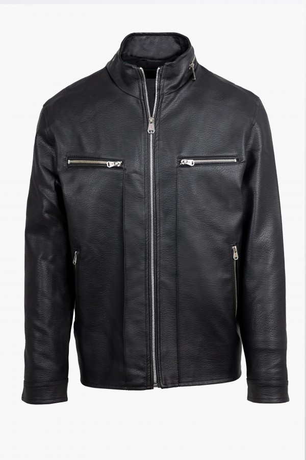 Ανδρικό Μαύρο Μπουφάν από Οικολογικό Δέρμα