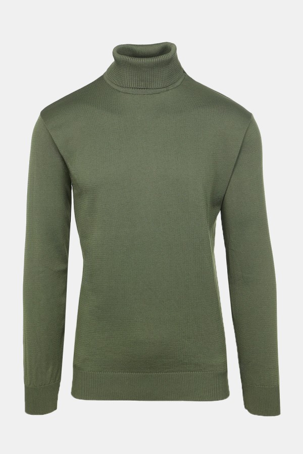 Men's Khaki Knitted Turtleneck