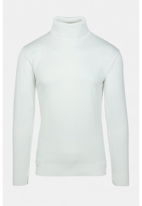 Men's White Knitted Turtleneck