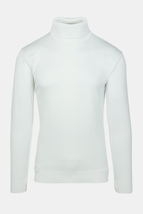 Men's White Knitted Turtleneck