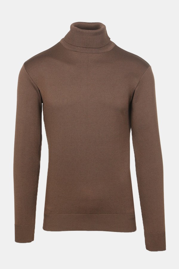 Men's Dark Brown Knitted Turtleneck