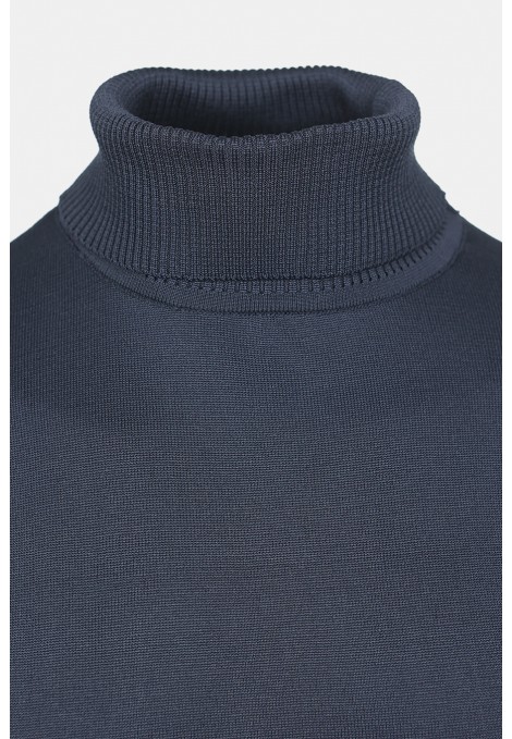 Men's Dark Blue Knitted Turtleneck