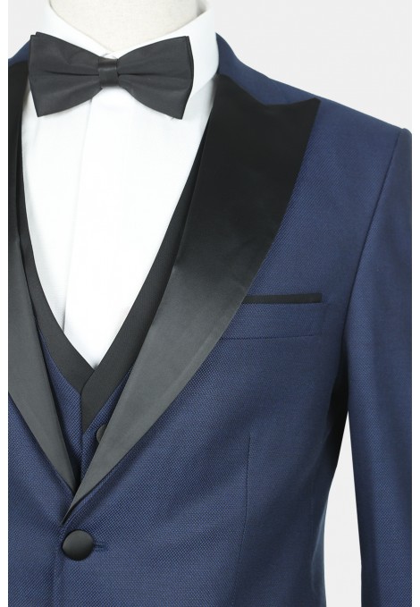 Men's Black Tie Wedding Suit-Dark Blue