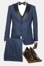 Men's Black Tie Wedding Suit-Dark Blue