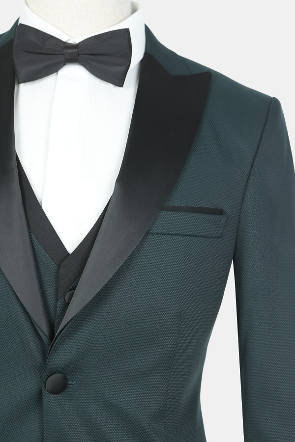 Men's Black Tie Wedding Suit-Dark Green