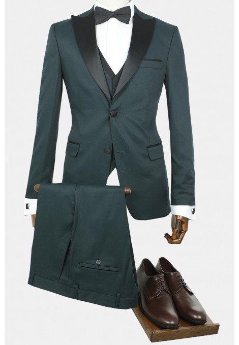 Men's Black Tie Wedding Suit-Dark Green