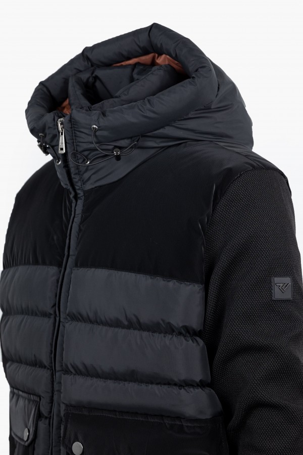 Men's Black  Jacket with detachable Hood