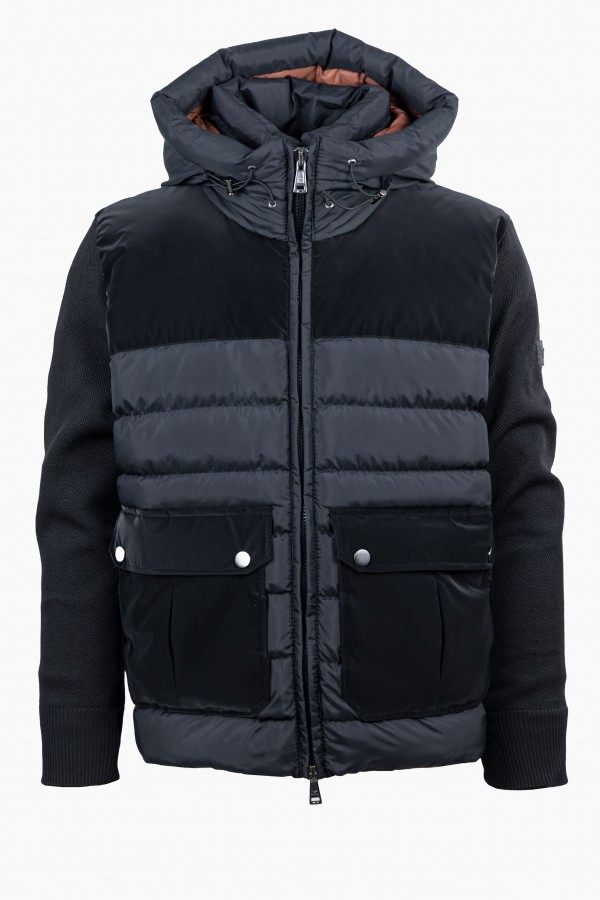 Ανδρικό Μαύρο Μπουφάν με αποσπώμενη Κουκούλα