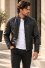 Men's black F.leather Jacket