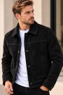 Men's Black Suede-Effect Jacket