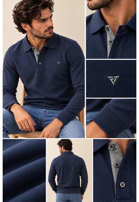 Ανδρική σκούρο μπλε Μπλούζα Polo