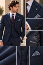 Ανδρικό σκούρο μπλε Κοστούμι- Mixed Wool