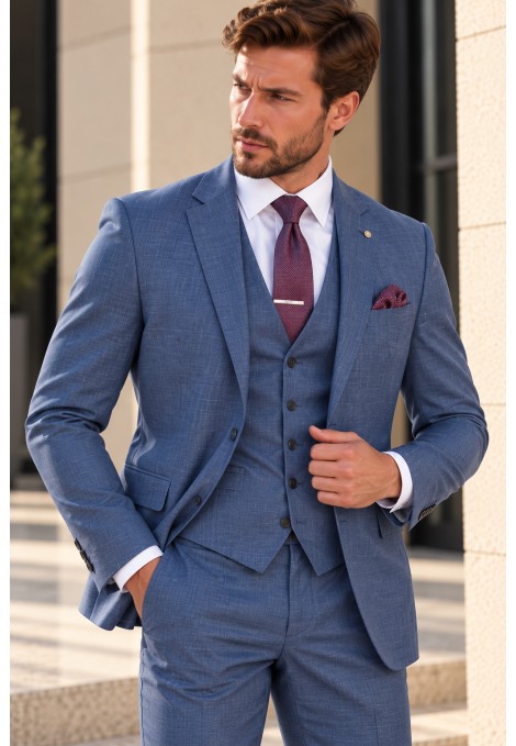 Ανδρικό μπλε Κοστούμι - Mixed Wool