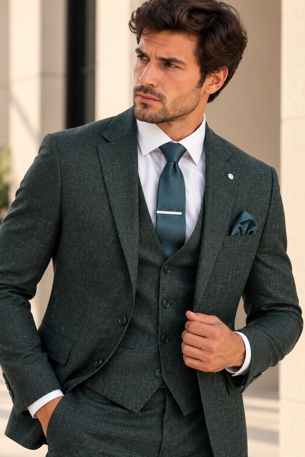 Ανδρικό πράσινο Κοστούμι- Mixed Wool
