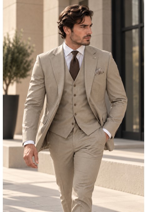 Men's brown Suit- Mixed Wool