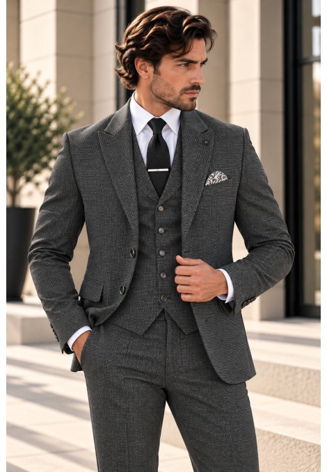 Men's anthracite grey Suit-Mixed Wool