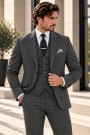 Ανδρικό ανθρακί Κοστούμι-Mixed Wool